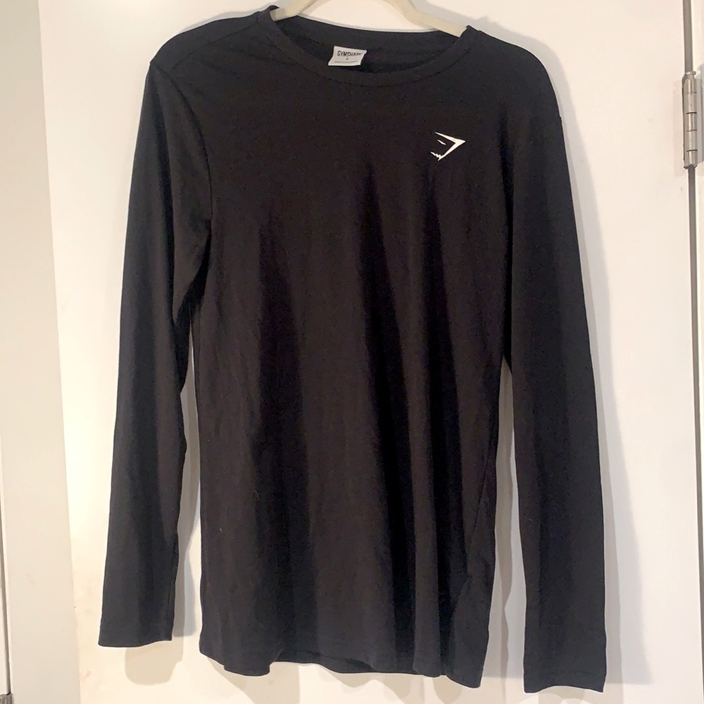 GYMSHARK loose fitting black long sleeve top Size S/M.